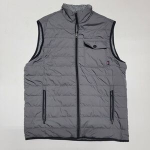 Faherty Mens Medium Atmosphere Quilted Panel Reversible Full Zip Vest Gray